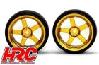 HRC Racing Reifen 1/10 Drift montiert 5-Spoke Gold Felgen 3mm Offset Slick (2 Stk.) / HRC61071GD