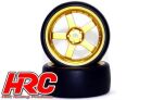 HRC Racing Reifen 1/10 Drift montiert 5-Spoke Gold Felgen 3mm Offset Slick (2 Stk.) / HRC61071GD