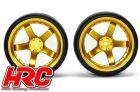 HRC Racing Reifen 1/10 Drift montiert 5-Spoke Gold Felgen 6mm Offset Slick (2 Stk.) / HRC61072GD