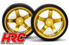 HRC Racing Reifen 1/10 Drift montiert 5-Spoke Gold Felgen 6mm Offset Slick (2 Stk.) / HRC61072GD