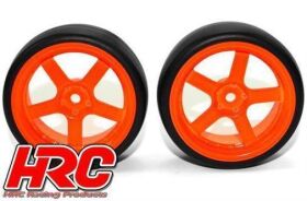 HRC Racing Reifen 1/10 Drift montiert 5-Spoke Orange...