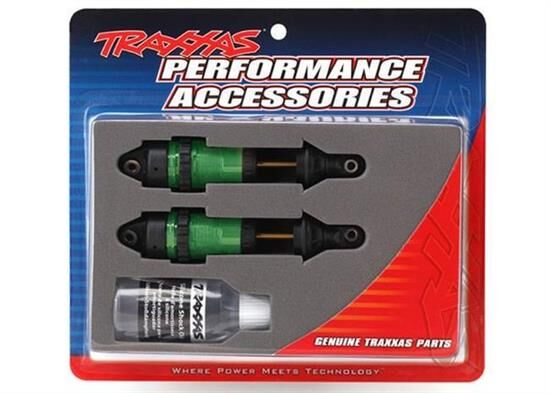 TRAXXAS Dämpfer GTR lang Alu grün PTFE-coated +TiN shafts (2) / TRX7461G