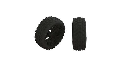 Arrma Ersatzteil 2HO Tire Set Glued Black (2) / ARA550057