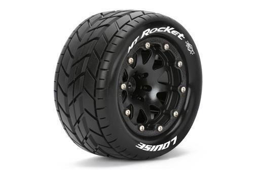LOUISE MFT MT-ROCKET 1/10 Monster Truck Sport Bead-Lock 2.8 Felgen Schwarz 1/2-Offset Hex 12mm / T3307SBH