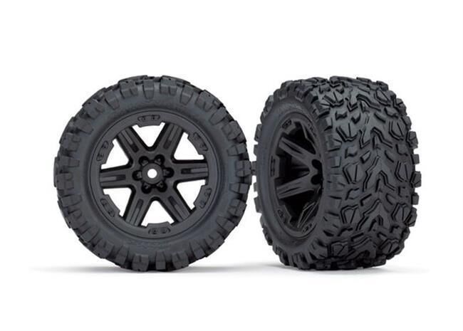TRAXXAS Reifen & Felgen montiert 2.8 (Rustler 4X4) Felgen schwarz (2St.) / TRX6773