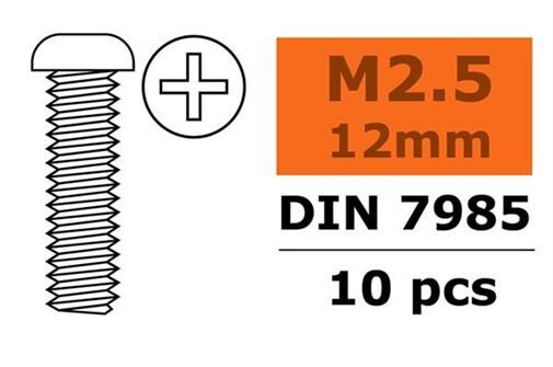 G-Force RC Linsenkopfschraube Philips M2,5X12 galvanisierter Stahl 10 St / GF-0170-006