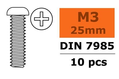 G-Force RC Linsenkopfschraube Philips M3X25 galvanisierter Stahl 10 St / GF-0170-013
