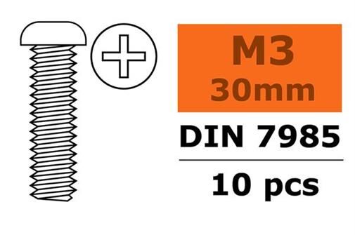 G-Force RC Linsenkopfschraube Philips M3X30 galvanisierter Stahl 10 St / GF-0170-014