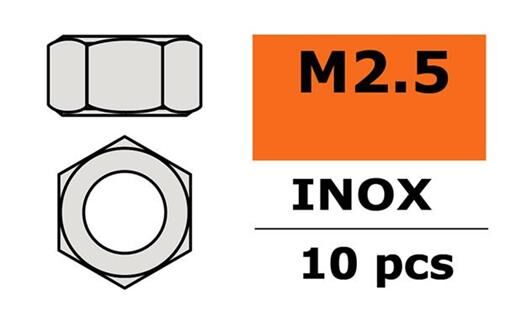 G-Force RC Sechskantmutter M2,5 Inox 10 St / GF-0250-002