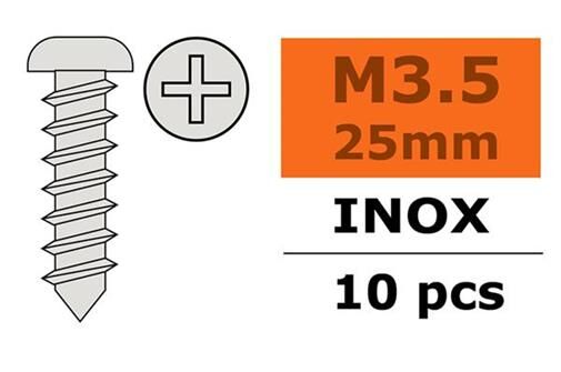 G-Force RC Linsenkopf-Blechschraube 3,5X25mm Inox 10 St / GF-0275-011