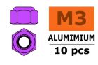 G-Force RC Aluminium Sechskantmutter Selbstsichernd M3 Violet 10 St / GF-0400-032