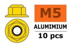 G-Force RC Aluminium Sechskantmutter Selbstsichernd M5 mit Bund Gold 10 St / GF-0401-050