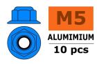 G-Force RC Aluminium Sechskantmutter Selbstsichernd M5 mit Bund Blau 10 St / GF-0401-054