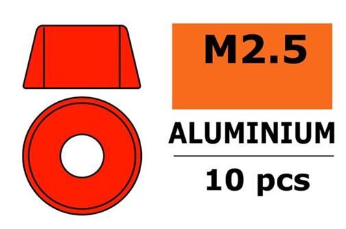 G-Force RC Aluminium Unterlegscheibe für M2.5 Zylinderkopfschrauben AD=7mm Rot 10 St / GF-0406-025