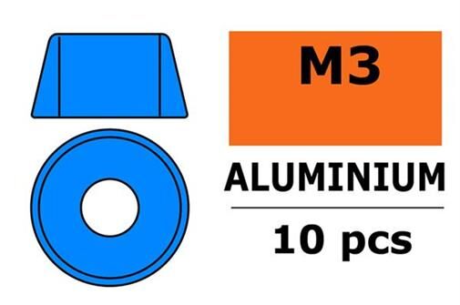 G-Force RC Aluminium Unterlegscheibe für M3 Zylinderkopfschrauben AD=8mm Blau 10 St / GF-0406-034