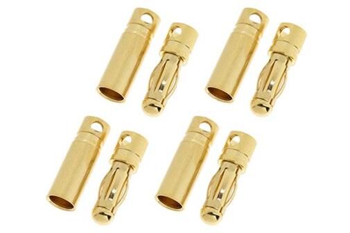 G-Force RC Steckverbinder 4.0mm Goldkontakten Short Stecker + Buchse 4 Paare / GF-1000-006