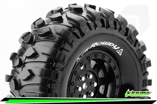 Louise CR-ROWDY 1-10 Crawler Reifen Fertig Verklebt Super Soft 1.9" Felgen Schwarz Hex 12mm 1 Paar / T3233VB