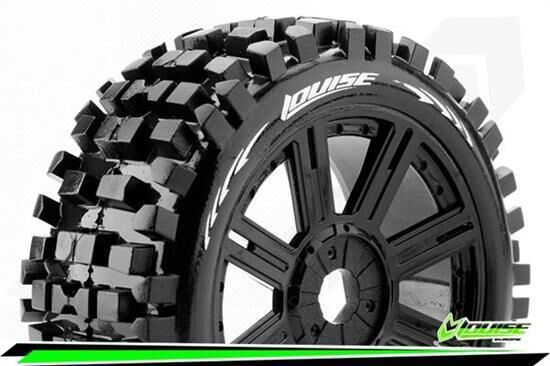 Louise B-ULLDOZE 1-8 Buggy Reifen Fertig Verklebt Soft Speichen Felgen Schwarz Hex 17mm 1 Paar / T324SB