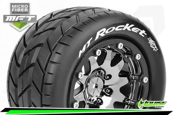 Louise  MFT  MT-ROCKET 1/10 Monster Truck Sport Bead-Lock 2.8 Felgen Schwarz-Chrom 0-Offset Hex 12mm / L-T3307SBC