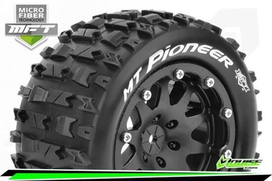 Louise MFT 1/10 MT-PIONEER TRUCK TIRE SOFT / 0 OFFSET BEAD-LOCK BLACK RIM HEX 12mm / MOUNTED / T3308SB