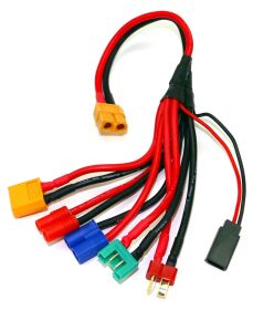 HRC Racing Ladekabel Gold XT60 Ladestecker zu EC3 / MPX / XT60 / CT4 / Ultra T / Empfänger UNI (FUT & JR) Stecker 300mm / HRC9624