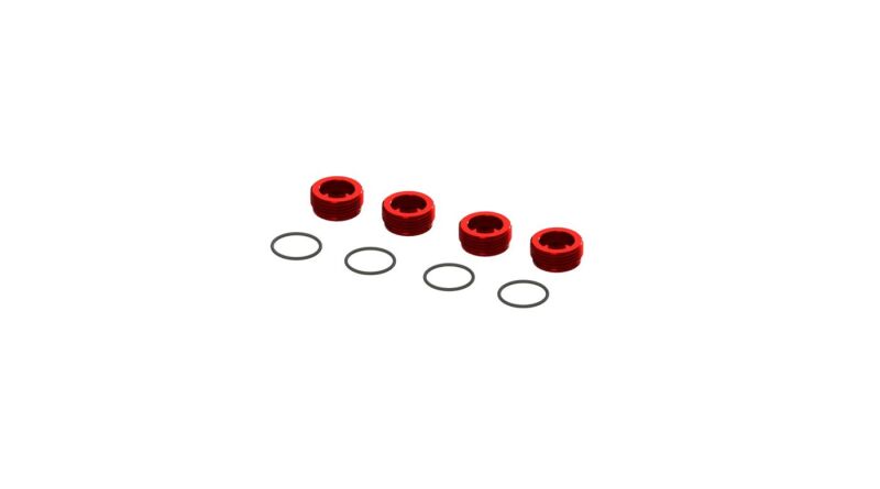 Arrma Ersatzteil Aluminum Front Hub Nut Red (4) inc O-Rings / ARA320467