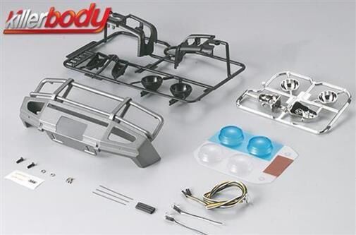 KillerBody Karosserie Zubehör 1/10 Truck Scale Rammschutz mit LED Scheinwerfer Alu silber für / KBD48669