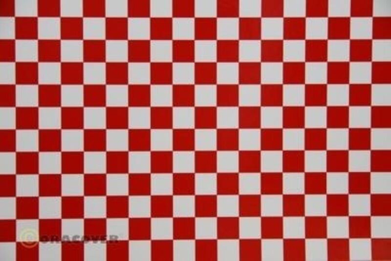 Oracover Orastick Fun 4 (12,5mm Square) White + Red ( Length Roll 2m Width 60cm ) / OR-48-010-023-002