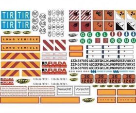 CARSON 1:14 Dekorbogen LKW Warnsymbole / 500907086