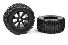 Team Corally Off-Road 1/8 Monster Truck Tires Gripper Glued on Black Rims 1 pair / C-00180-378