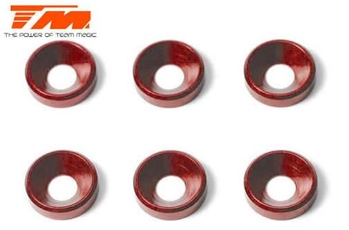 Team Magic Scheiben Konisch Aluminium 4mm Rot (6 Stk.) / TM111004R