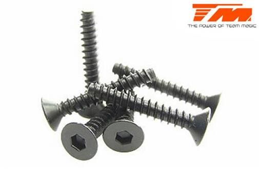 Team Magic Schrauben Senkkopf selbstschneidend Hex (Allen) 3 x 18mm (6 Stk.) / TM116318