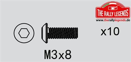 Rally Legends Schrauben Rundkopf M3 x8mm (10 pcs) / EZRL2272