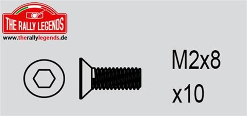 Rally Legends Schrauben Senkkopf Hex (Allen) -M2 x8mm (10 pcs) / EZRL2371