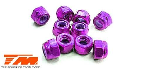 Team Magic Muttern M3 nyloc Aluminium Purple (10 Stk.) / TM111007P