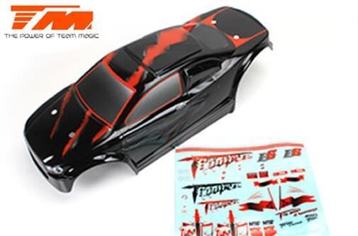 Team Magic Karosserie Monster Truck Fertig lackiert E6 Trooper Schwarz / TM505170BK