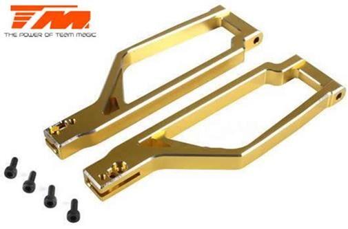 Team Magic Tuningteil E6 Trooper / Trooper II / E6 III Aluminium Gold eloxiert Querlenker oben (2 Stk.) / TM505222GD