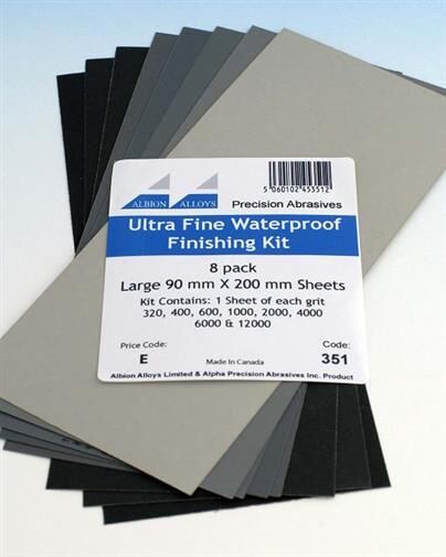 ALBION ALLOYS Krick Schleifpapier-Set Wasserfest 8-fach Sortiert 90x200 mm / AA351