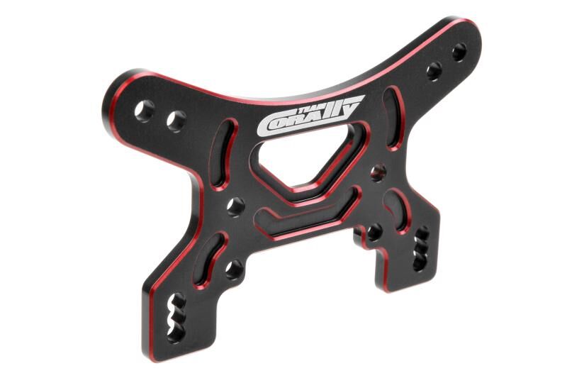 Team Corally Shock Tower Front 3mm Alu 7075 Hard Anodized Black/Red 1 pc / C-00140-167