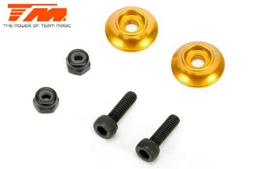 Team Magic Option Part E5 Aluminium hinten Wing Buttons Gold (2 pcs) / TM510185AGD