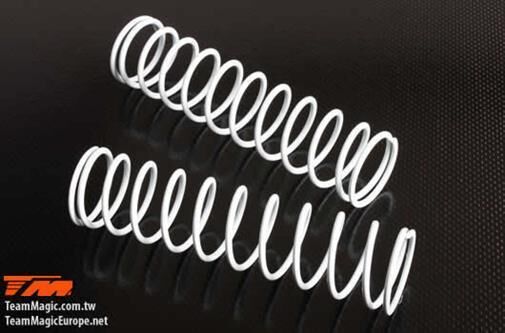 Team Magic Ersatzteil M8JS/JR/B8ER Stossdämpferfeder hinten 18x86mm Weiss #10 Hart (2 Stk.) / TM560271