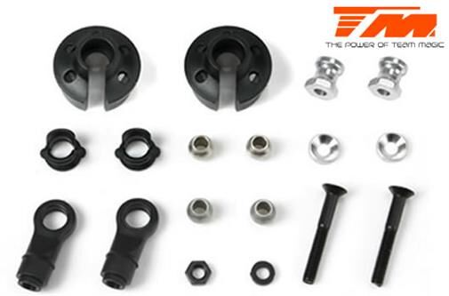 Team Magic Ersatzteil B8RS Dampfer Kugelpfannen, Federteller und Schrauben Satz (2 Stk.) / TM561356