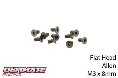 Ultimate Racing Schrauben Senkkopf Hex (Allen) M3 x 8mm (10 Stk.) / UR161308