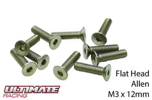 Ultimate Racing Schrauben Senkkopf Hex (Allen) M3 x 12mm (10 Stk.) / UR161312