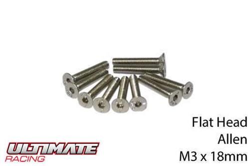 Ultimate Racing Schrauben Senkkopf Hex (Allen) M3 x 18mm (10 Stk.) / UR161318