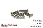 Ultimate Racing Schrauben Senkkopf Hex (Allen) M3 x 18mm (10 Stk.) / UR161318