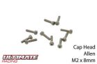 Ultimate Racing Schrauben Zylinderkopf Hex (Allen) M2 x 8mm (10 Stk.) / UR163208