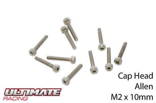 Ultimate Racing Schrauben Zylinderkopf Hex (Allen) M2 x 10mm (10 Stk.) / UR163210