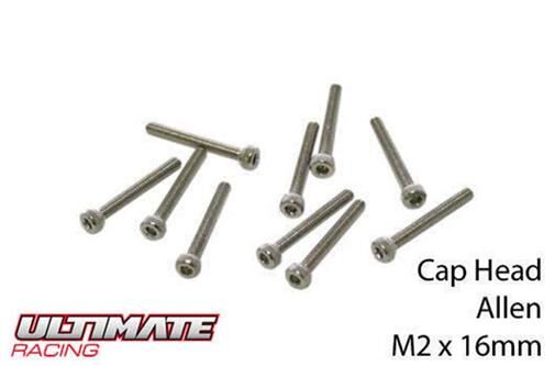 Ultimate Racing Schrauben Zylinderkopf Hex (Allen) M2 x 16mm (10 Stk.) / UR163216