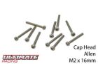 Ultimate Racing Schrauben Zylinderkopf Hex (Allen) M2 x 16mm (10 Stk.) / UR163216